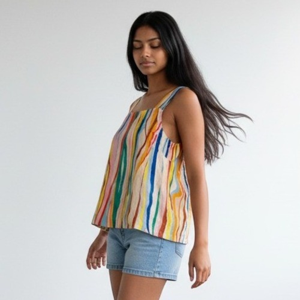 Mireia Ruiz x Gorman Silk Tiger Stripe Tank Top Multi Color Women's Size 10 AU